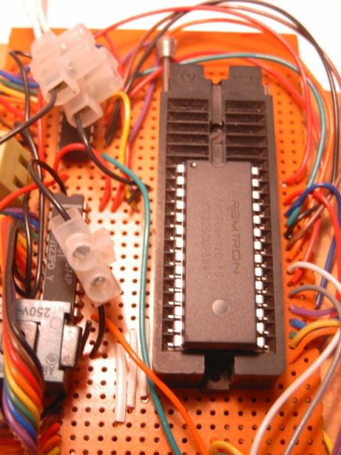 Detailed view of a chip in the EEPROM programmer