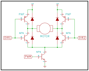 Transistor H-Bridge with an additional transistor to enable or disable the circuit.