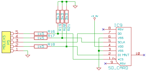 Schematic of the SD card socket on the Z80 project