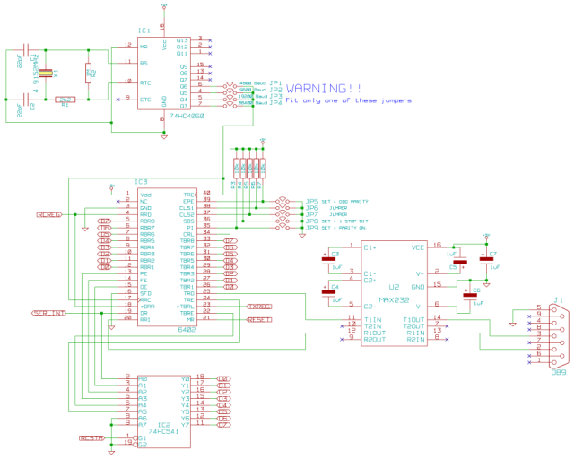 Schematic of the UART sub-system of the Z80 project