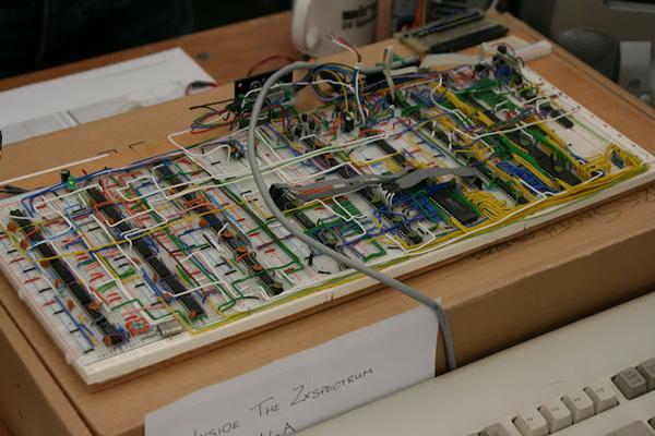 The entire contents of the Spectrum ULA, on breadboard.