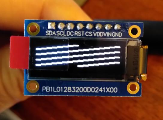 Display with the test pattern after successfully decoding the datasheets.
