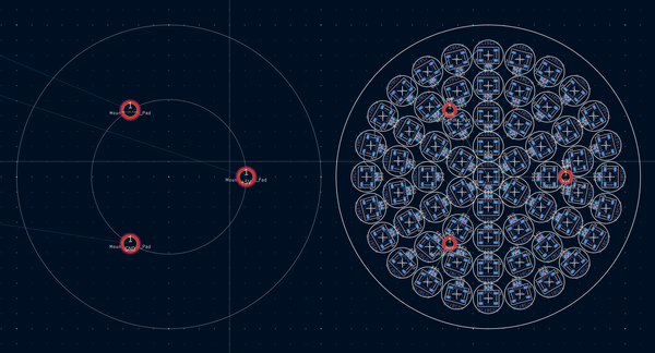 All the pixels laid out and fitting the pillars in between them.