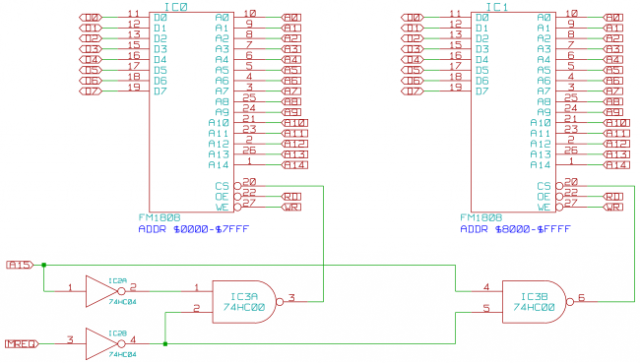 Schematic of the memory sub-system for the Z80 project